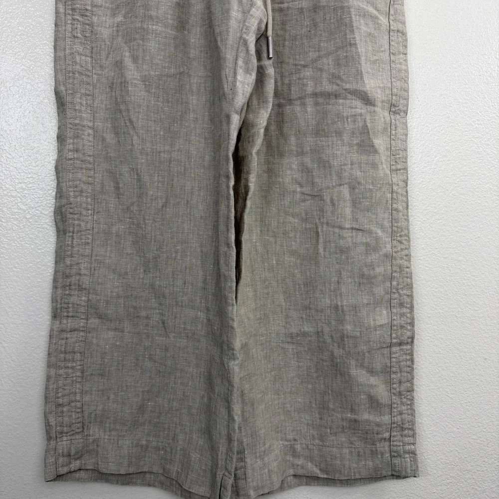 Quince Pants Womens Small Beige Euoropean Linen Wide Leg Drawstring Elastic 26